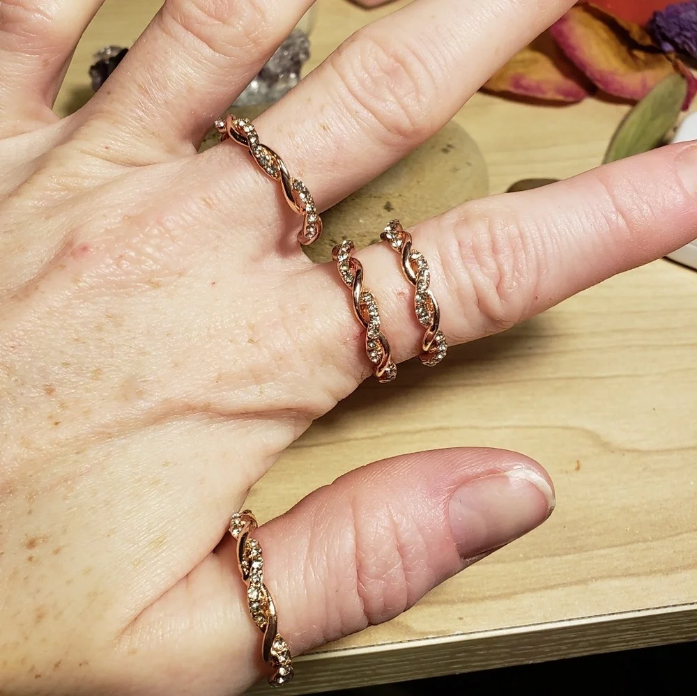 Rose gold and Crystals twist style bands
